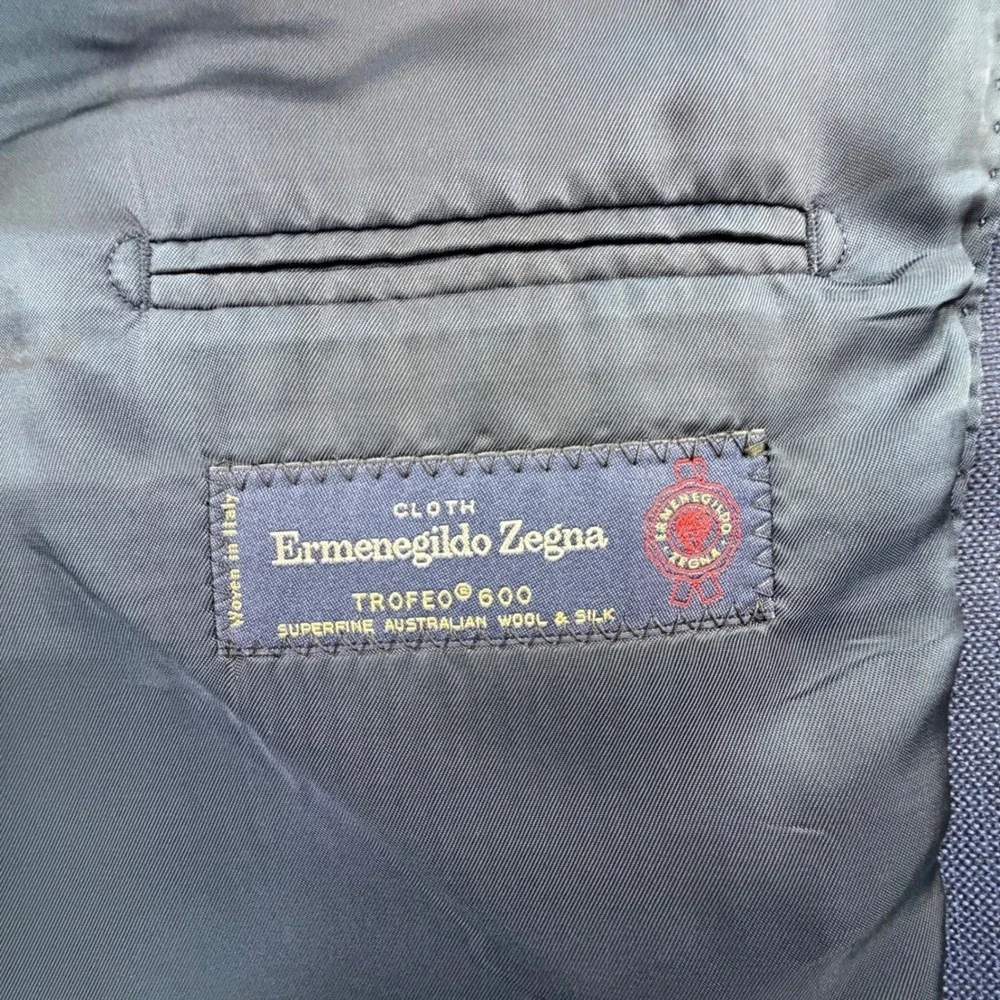 Ermenegildo Zegna Trofeo 600 Luxury Wool Silk Blue‎ Suit Mens Sartorial Italy